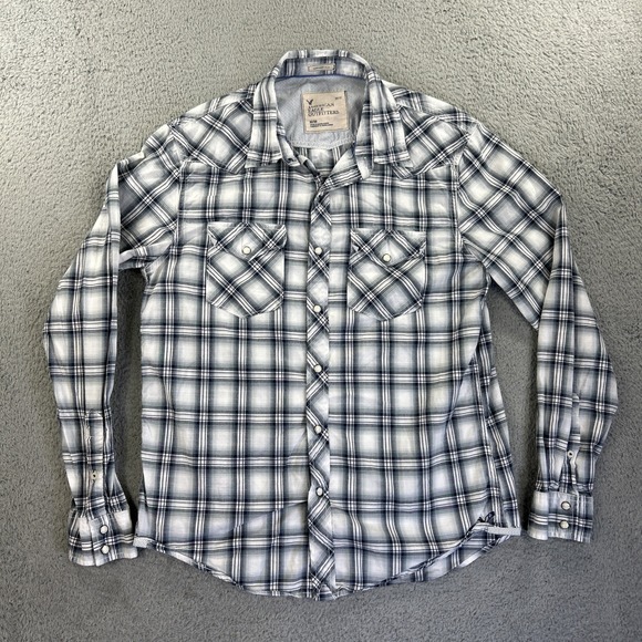 American Eagle Outfitters Other - American Eagle Shirt Mens Medium Plaid Western Pearl Snap Cowboy Vintage‎ Fit
